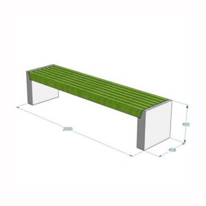 Betona soliņš ar koka dēlīšiem, 2000x458x450mm