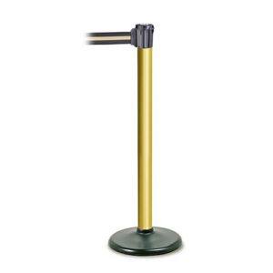 Izvelkama norobežošanas lenta 3m (melna/sudraba/melna) ar baltas krāsas statīvu un melnu pamatni (325mm)