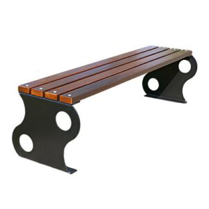 Atpūtas soliņš bez atzveltnes ar dekoratīvu metāla korpusu, 150cm (ar 4 dēļiem)