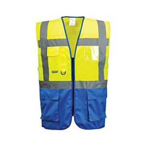 Veste  ar praktiskām kabatām un kabatu ID kartei, dzelteni/koši zila