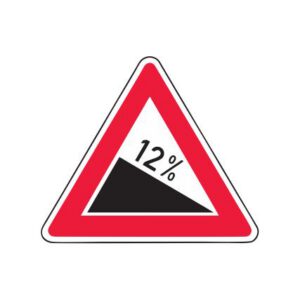 Brīdinājuma zīme Nr.110/Stāvs lejupceļš, 900x900mm, 2. atstarošanas klase