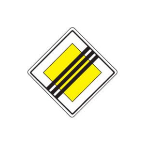 Priekšrocības zīme Nr.202/Galvenā ceļa beigas (metāla)