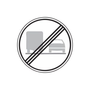 Aizlieguma zīme Nr.322/Kravas automobiļiem apdzīšanas aizliegums beidzas, d.700mm, 1. atstarošanas klase