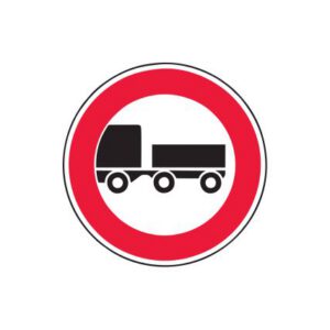 Aizlieguma zīme Nr.307/Ar piekabi braukt aizliegts, d.600mm, 1. atstarošanas klase