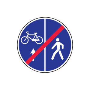 Rīkojuma zīme Nr.420/Gājēju un velosipēdu ceļa beigas, d.700mm, 1. atstarošanas klase