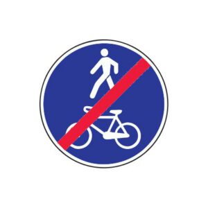 Rīkojuma zīme Nr.418/Kopīga gājēju un velosipēdu ceļa beigas, d.700mm, 2. atstarošanas klase