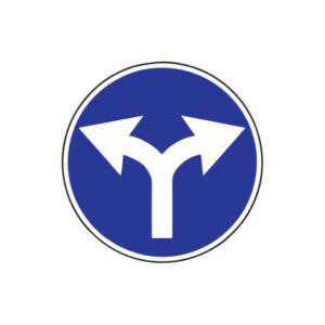 Rīkojuma zīme Nr.406/Braukt pa labi vai pa kreisi, d.600mm, 1. atstarošanas klase