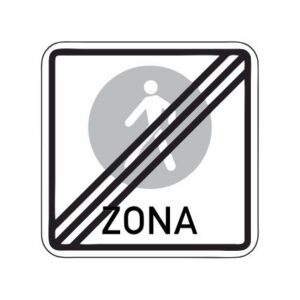 Norādījuma zīme Nr.528/Gājēju ceļu zonas beigas, 900x900mm, 1. atstarošanas klase