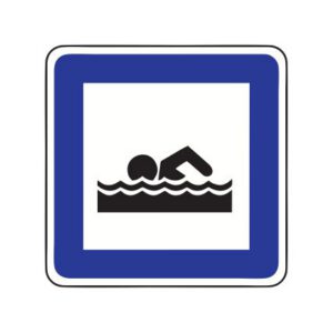 Servisa zīme Nr.618/Peldvieta vai peldbaseins, 700x1050mm, 2. atstarošanas klase