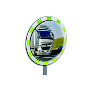 Spogulis PANORĀMA, polikarbonāta, d=60cm, balts ar zaļām svītrām