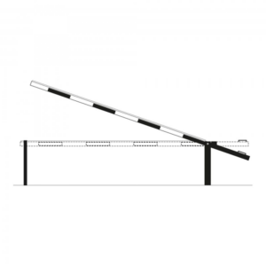 COMPACT paceļamā barjera ar pretsvaru, ar balsta stabu, cinkota, sarkanbalta. 5000x3895mm