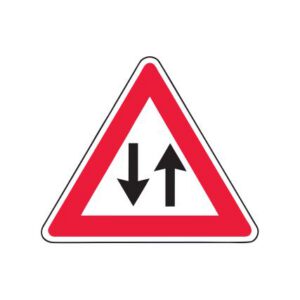 Brīdinājuma zīme Nr.122/Divvirzienu satiksme, 1200x1200mm, 2. atstarošanas klase