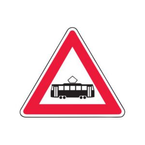 Brīdinājuma zīme Nr.131/Tramvaja sliežu šķērsošana, 1200x1200mm, 2. atstarošanas klase