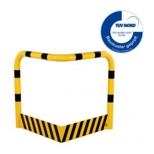 Metāla stūru aizsargbarjera ar aizsargplāksni apakšā (cinkota un krāsota), 900x1000mm [DAN]