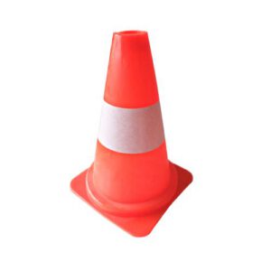 Konuss h=30cm, mīksta PVC, viena balta atstarojošo lodīšu josla