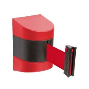Izvelkama lenta (sarkanmelns korpuss) ar stiprinājumu, 5m sarkana lenta [SOR]