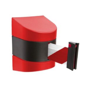Izvelkama lenta (sarkanmelns korpuss) ar stiprinājumu, 10m sarkanbalta lenta [SOR]