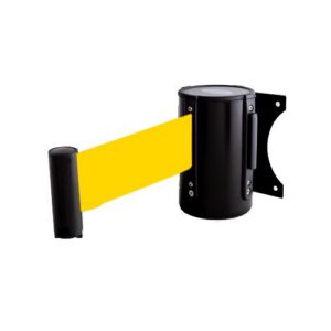 Izvelkama lenta (melns metāla korpuss) ar stiprinājumu, 4,5m dzeltena lenta [SOR]