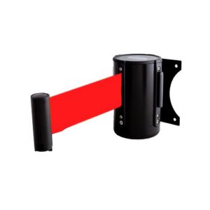 Izvelkama lenta (melns metāla korpuss) ar stiprinājumu, 4.5m sarkana lenta [SOR]