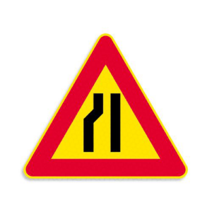 Finiera ceļa zīme Nr.109 Ceļa sašaurinājums, 700x700x700mm, 1. atstarošanas klase