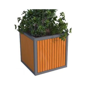 Cinkots un krāsots puķu pods ar koka dēlīšiem DON I (700x700mm) [KRO]