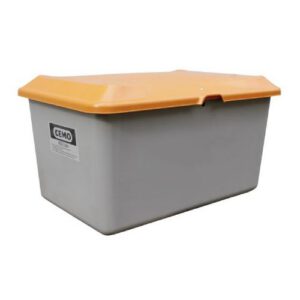 Smilts/sāls stiklšķiedras konteiners, pelēks ar oranžu vāku, 400l [CE]