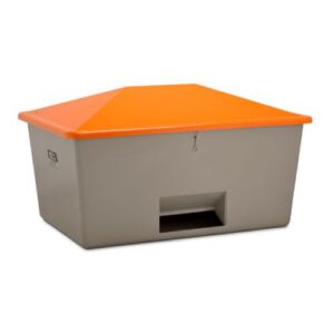 Smilts/sāls stiklšķiedras konteiners, pelēks ar oranžu vāku, 2200l (atvērtā tipa) [CE]