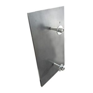 Metāla plāksne (stiprinājums) gumijas aizsargam, 400x160x6mm (ar paplāksnēm, uzgriežņiem)