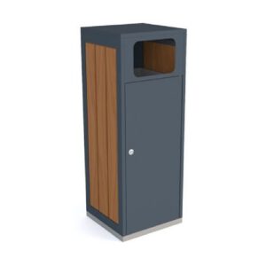 Metāla/koka atkritumu tvertne (cinkota un krāsota RAL 7021), 120l [KRO]