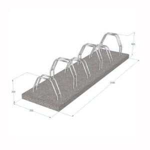 Velosipēdu statīvs 6 velosipēdiem ar betona pamatni, 2100x550x310-420mm