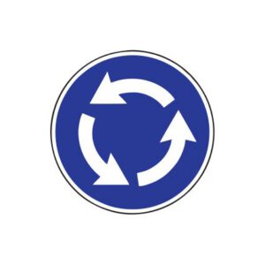 Rīkojuma zīme Nr.409/Braukt pa loku, d.900mm, 1. atstarošanas klase