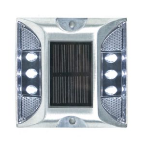 Ceļa atstarotājs ar saules baterijām (balts), kvadrātveida 123x133mm, h=22mm (kāja h=55mm) [W]