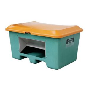 Smilts/sāls stiklšķiedras konteiners, zaļš ar oranžu vāku, 400l (atvērtā tipa; ar iekrāvēja ejām) [CE]