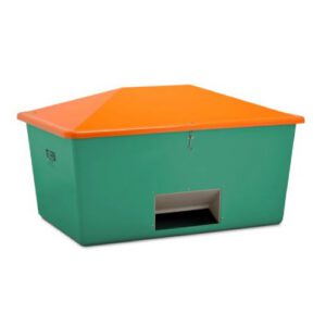 Smilts/sāls stiklšķiedras konteiners, zaļš ar oranžu vāku, 2200l (atvērtā tipa) [CE]