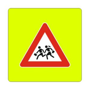 Brīdinājuma zīme Nr.121F/Bērni, 940x940mm ar fluorescējošu rāmi, 3. atst. klase