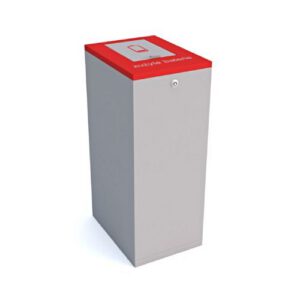 Tvertne izlietoto bateriju uzglabāšanai (pelēka ar sarkanu vāku), 60l [KRO]