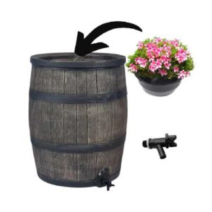 Plastmasas tvertne (muca) lietus ūdens uzkrāšanai BRUNO (ar krānu/puķupodu), 140l [EF]