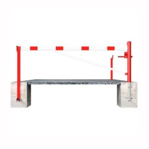 Horizontāli grozāma barjera (ar metāla trosi) ar atbalsta stabu (ar piekaramo atslēgu), 3500mm (betonējama) [SCH]