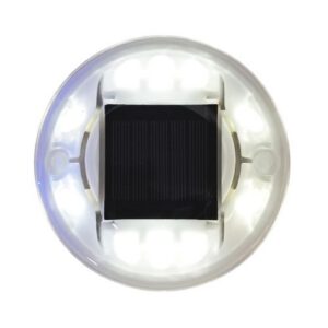 Ceļa atstarotājs ar saules baterijām (balts), apaļš, d=122mm, h=25mm [W]