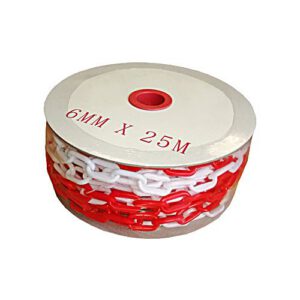 Plastmasas ķēde, sarkana ar baltu, 25m (d=6mm)