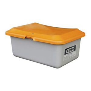 Smilts/sāls stiklšķiedras konteiners, pelēks ar oranžu vāku, 100l [CE]