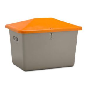 Smilts/sāls stiklšķiedras konteiners, pelēks ar oranžu vāku, 700l [CE]