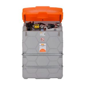 Stacionārā dīzeļdegvielas uzpildes un uzglabāšanas tvertne ārai CUBE Outdoor Premium 1000L ar 230V elektrisko sūkni