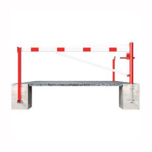 Horizontāli grozāma barjera (ar metāla trosi) ar atbalsta stabu (ar piekaramo atslēgu), 3000mm (betonējama) [SCH]