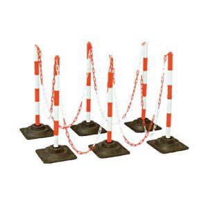 Plastmasas ķēdes stabiņi ar PVC pēdu (6gab., kompl.), h=86cm (saliekams no posmiem)