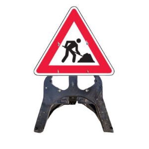 Ceļa zīmes pagaidu statīvs QuickFit, trijstūrveida (plastmasas), h=870mm [OX]