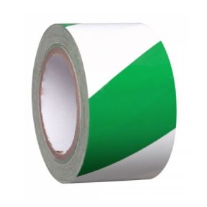 Pašlīmējoša norobežošanas lenta, zaļa ar baltu (75mm x 33m)