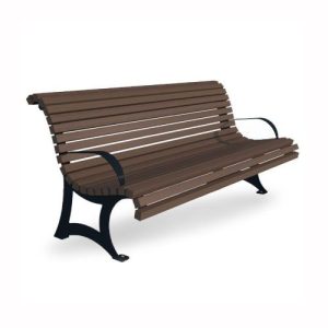 Tērauda soliņš ar atzveltni un roku balstiem, 1800mm (cinkots/krāsots RAL tonī)