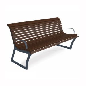 Tērauda soliņš ar atzveltni un roku balstiem, 1800mm (cinkots/krāsots RAL tonī)