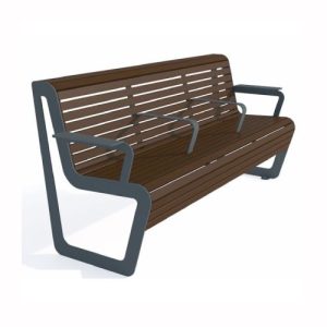 Tērauda soliņš ar atzveltni un roku balstiem, 1820mm (cinkots/krāsots RAL tonī)